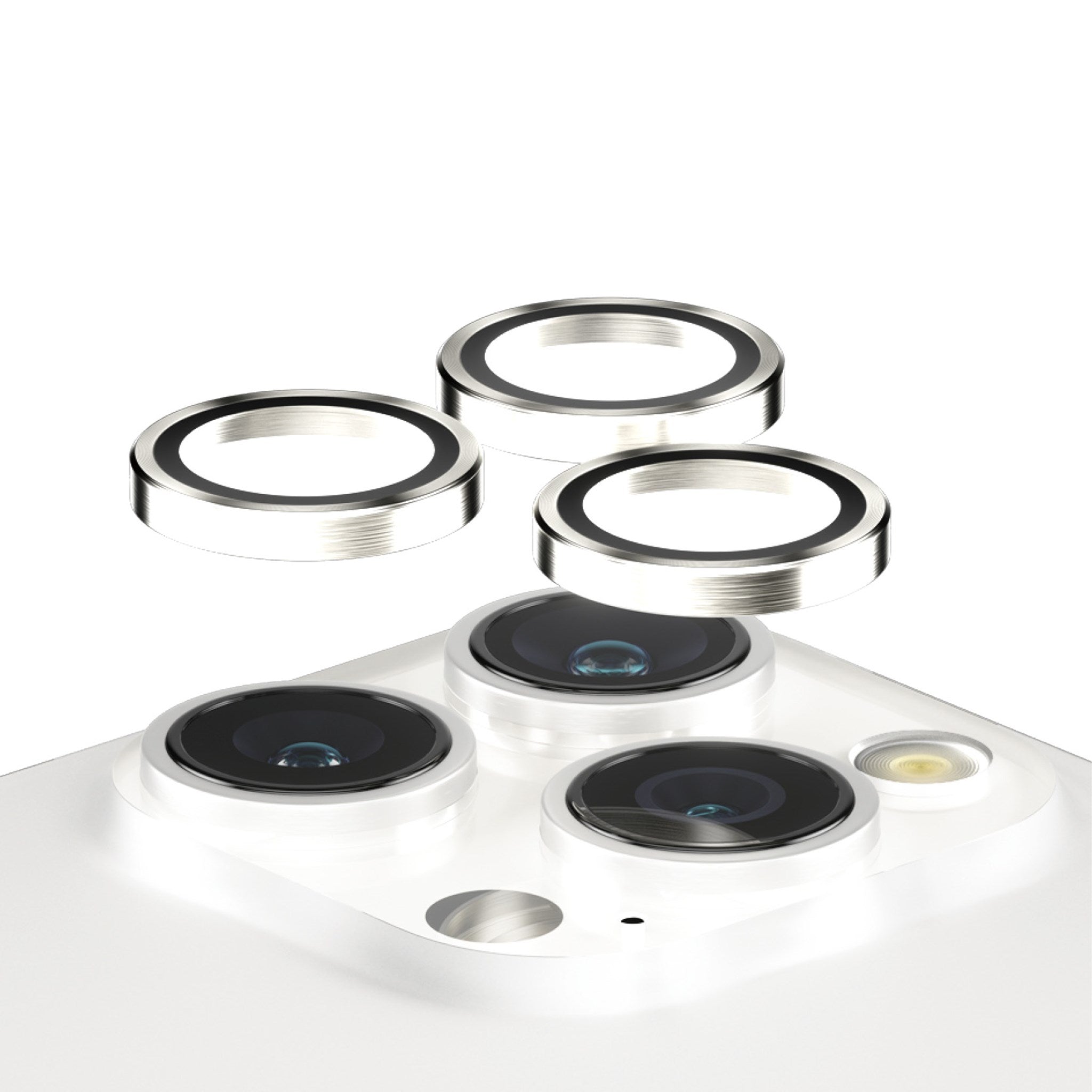 PanzerGlass® Hoops® Hvid Metal Kameralinsebeskytter iPhone 15 Pro | 15 Pro Max